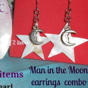 Lot of 2: Man in the Moon+Star Earrings